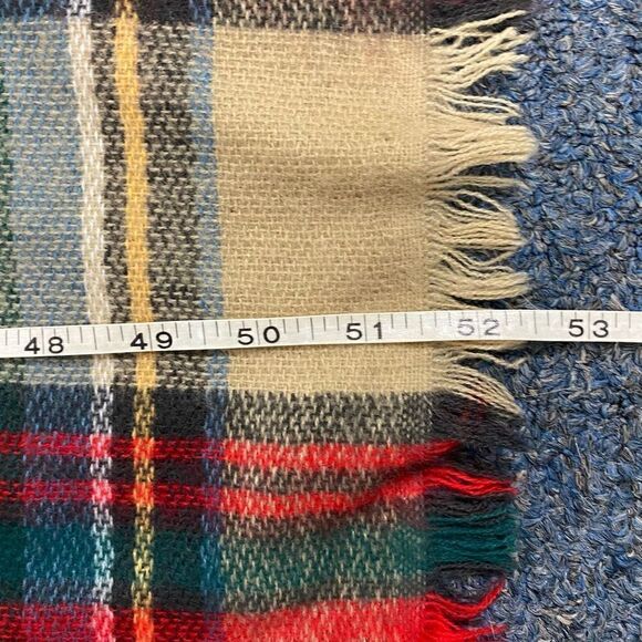Plaid scarf/wrap with fringe women 53”x52 - Picture 6 of 8